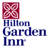 Hilton Garden Inn logo with a red floral emblem above the blue text "Hilton Garden Inn" on a white background.